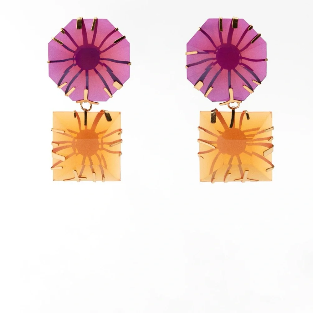 NWT Zara SOLID COLOR RESIN EARRINGS - Picture 5 of 7